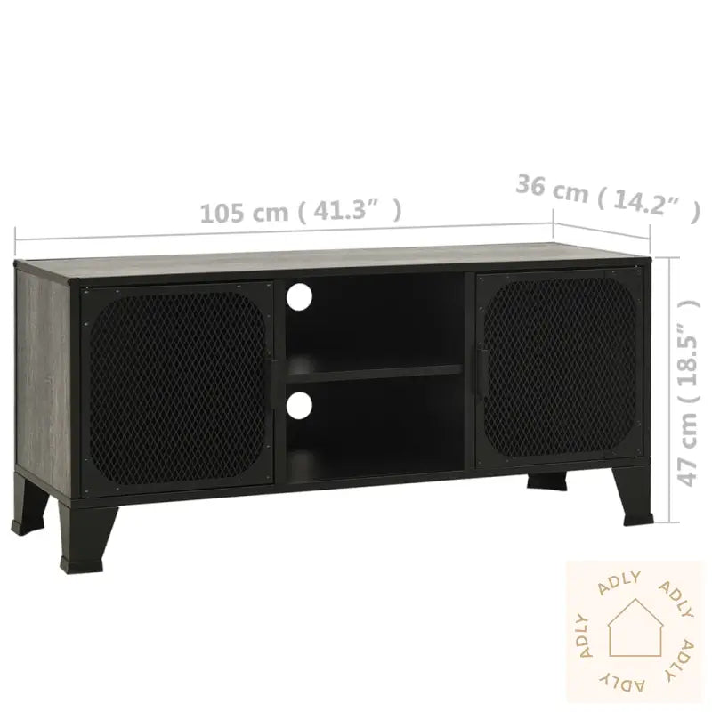 Tv-Benk Rustikk Grå 105X36X47 Cm Metall Og Mdf