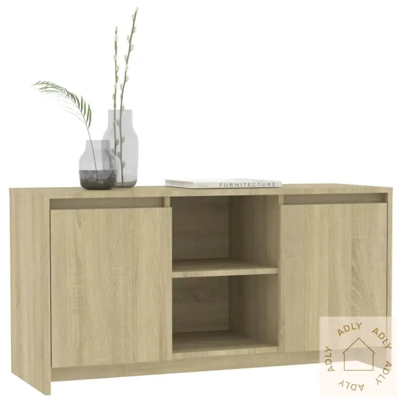 Tv-Benk Sonoma Eik 102X37,5X52,5 Cm Konstruert Tre