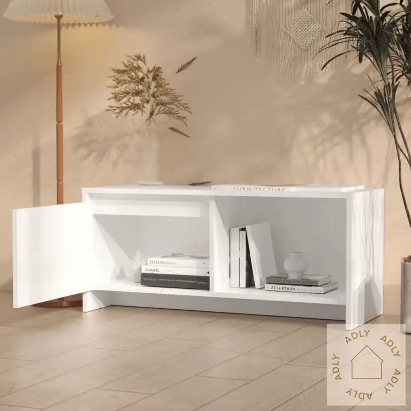 Tv-Benk Hvit 90X35X40 Cm Konstruert Tre