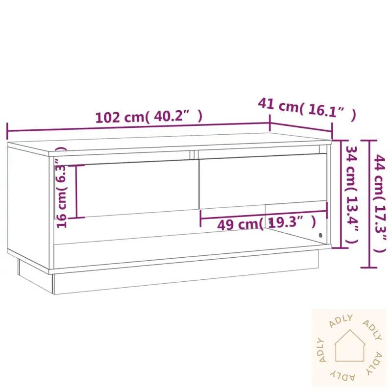 Tv-Benk Sonoma Eik 102X41X44 Cm Konstruert Tre