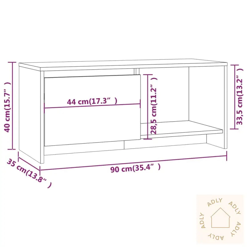 Tv-Benk Hvit 90X35X40 Cm Konstruert Tre