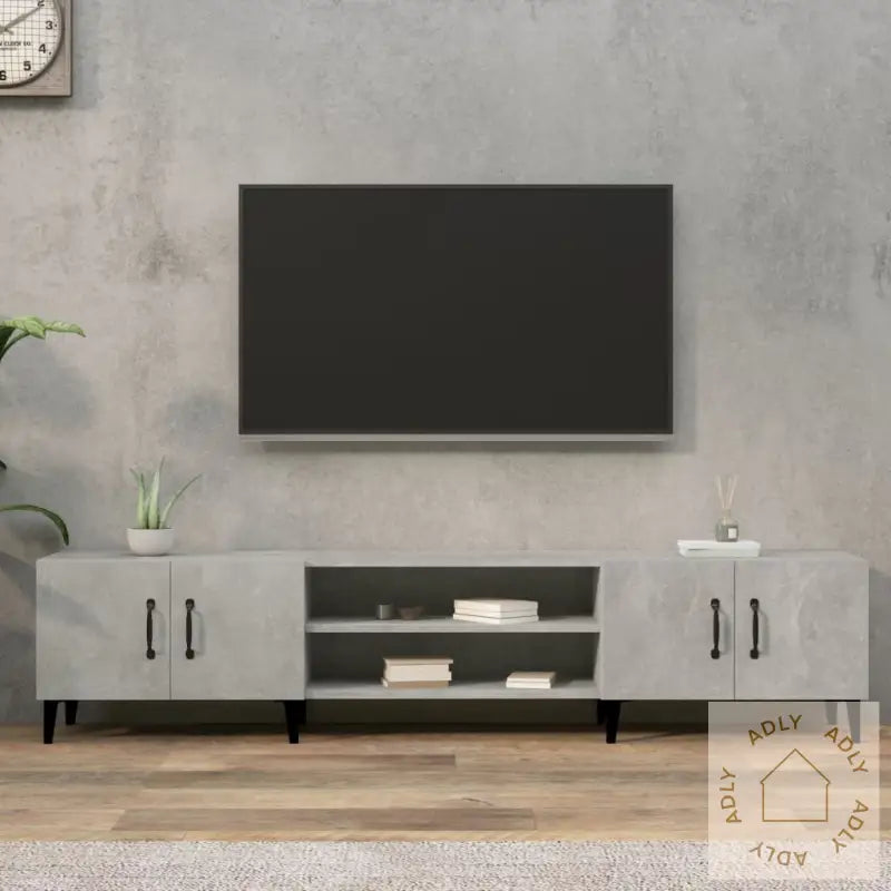 Tv-Benk Betonggrå 180X31,5X40 Cm Konstruert Tre