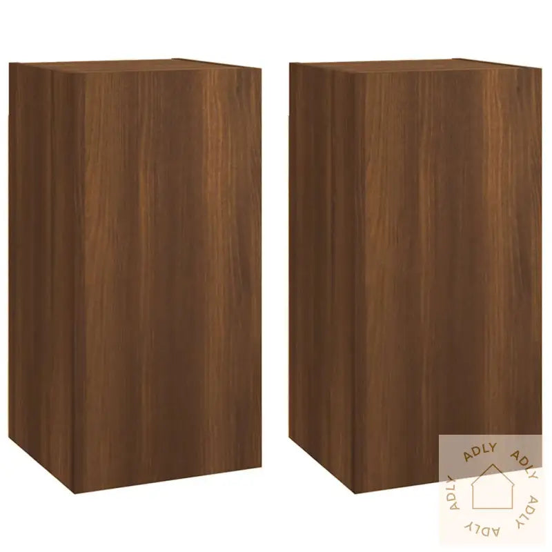 Tv-Benker 2 Stk Brun Eik 30,5X30X60 Cm Konstruert Tre