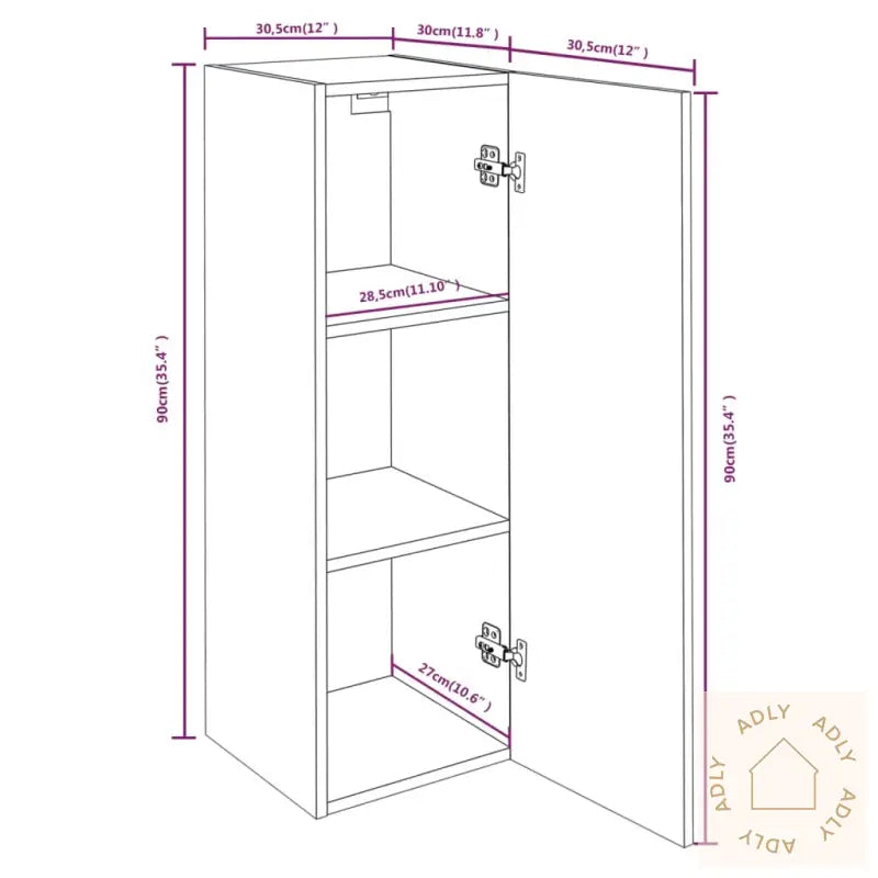 Tv-Benker 2 Stk Brun Eik 30,5X30X90 Cm Konstruert Tre