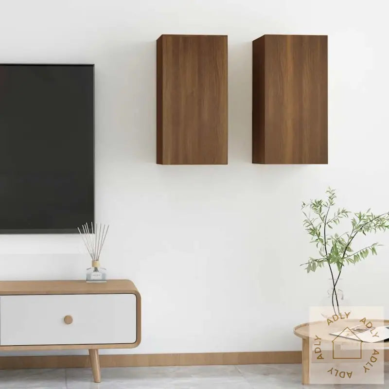 Tv-Benker 2 Stk Brun Eik 30,5X30X60 Cm Konstruert Tre