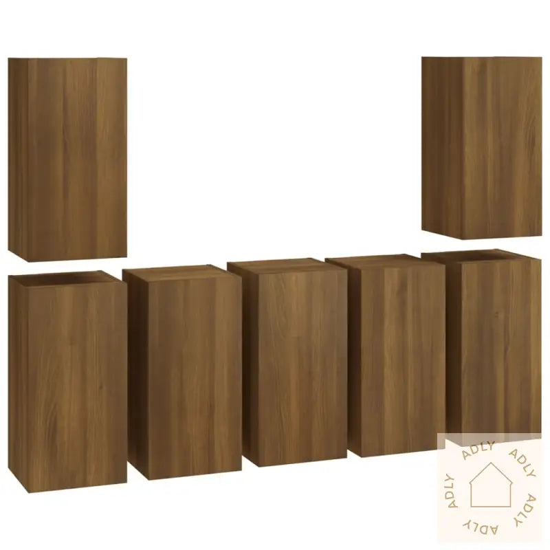 Tv-Benker 7 Stk Brun Eik 30,5X30X60 Cm Konstruert Tre