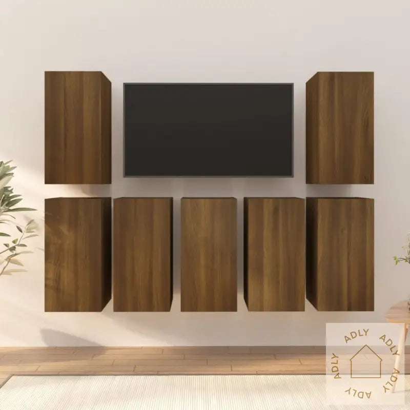 Tv-Benker 7 Stk Brun Eik 30,5X30X60 Cm Konstruert Tre
