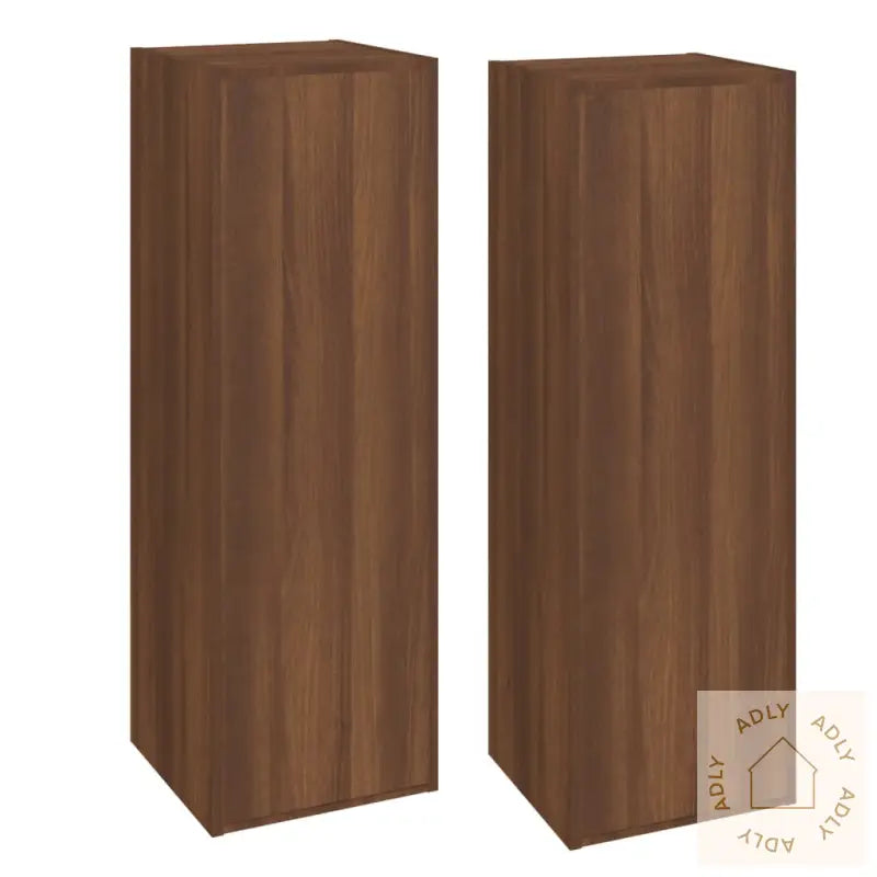 Tv-Benker 2 Stk Brun Eik 30,5X30X90 Cm Konstruert Tre