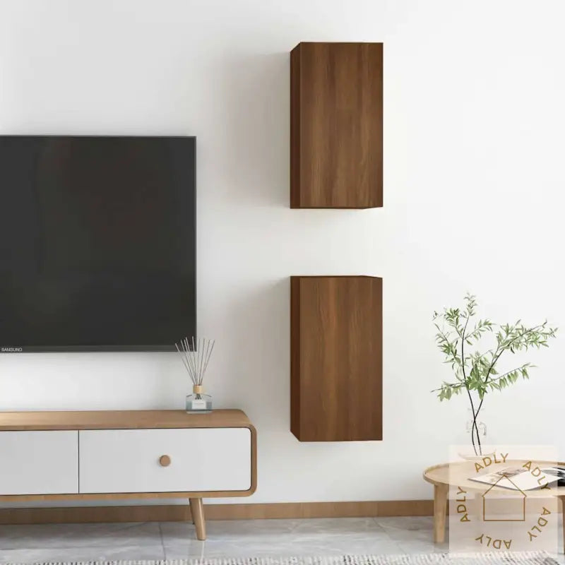 Tv-Benker 2 Stk Brun Eik 30,5X30X60 Cm Konstruert Tre