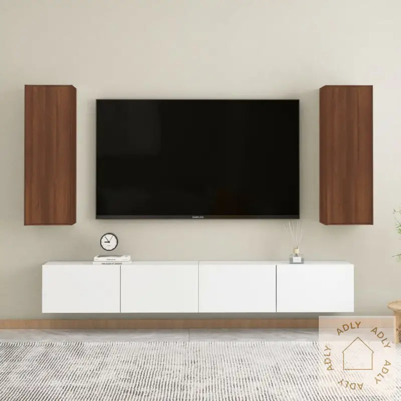Tv-Benker 2 Stk Brun Eik 30,5X30X90 Cm Konstruert Tre