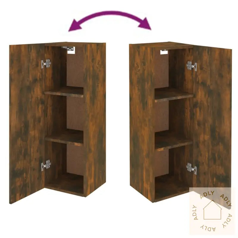 Tv-Benker 2 Stk Røkt Eik 30,5X30X90 Cm Konstruert Tre