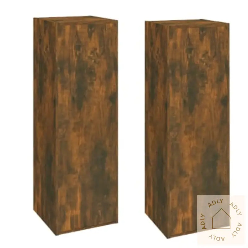 Tv-Benker 2 Stk Røkt Eik 30,5X30X90 Cm Konstruert Tre