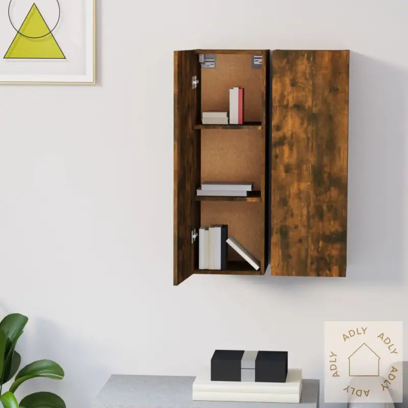 Tv-Benker 2 Stk Røkt Eik 30,5X30X90 Cm Konstruert Tre