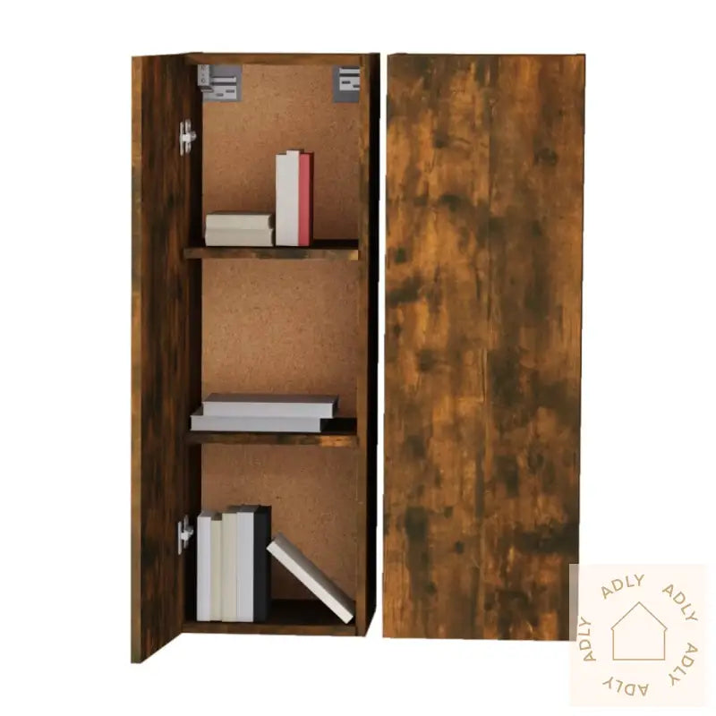 Tv-Benker 2 Stk Røkt Eik 30,5X30X90 Cm Konstruert Tre