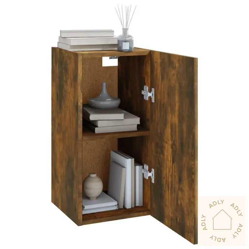 Tv-Benk Røkt Eik 30,5X30X60 Cm Konstruert Tre