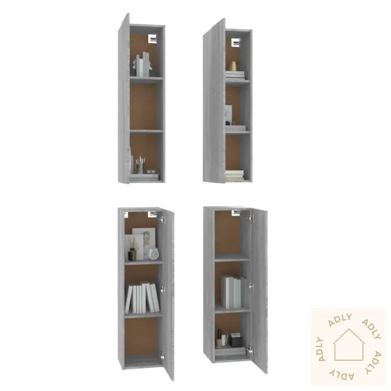 Tv-Benker 4 Stk Grå Sonoma 30,5X30X110 Cm Konstruert Tre