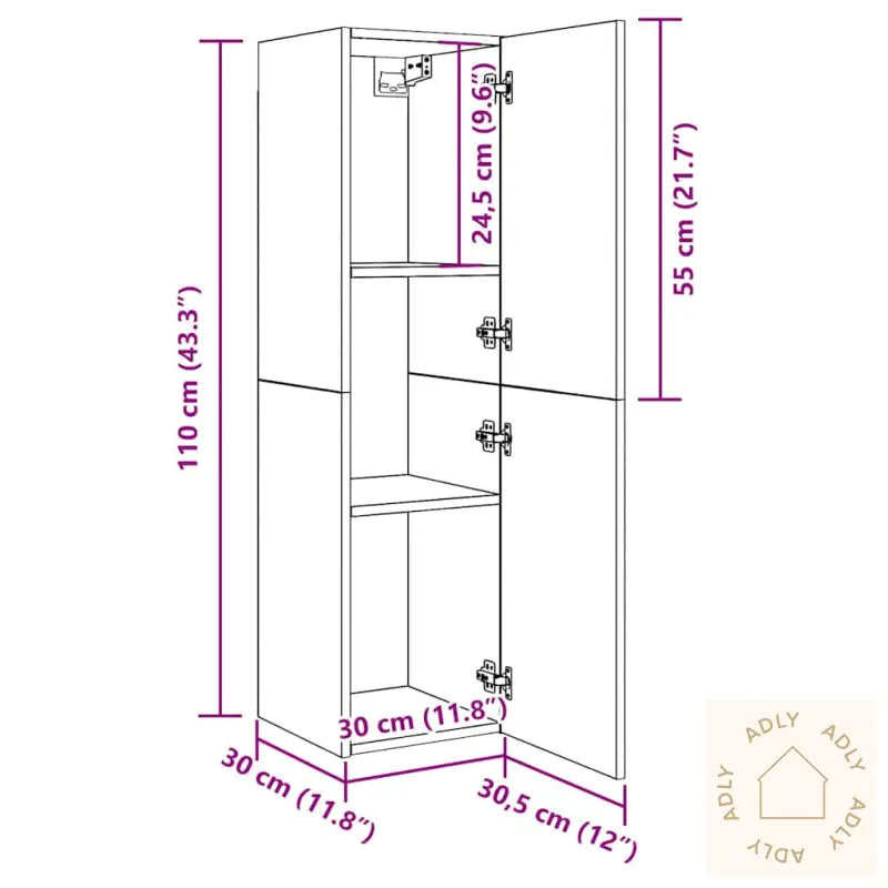 Tv-Benk Artisan Eik 30,5X30X110 Cm Konstruert Tre