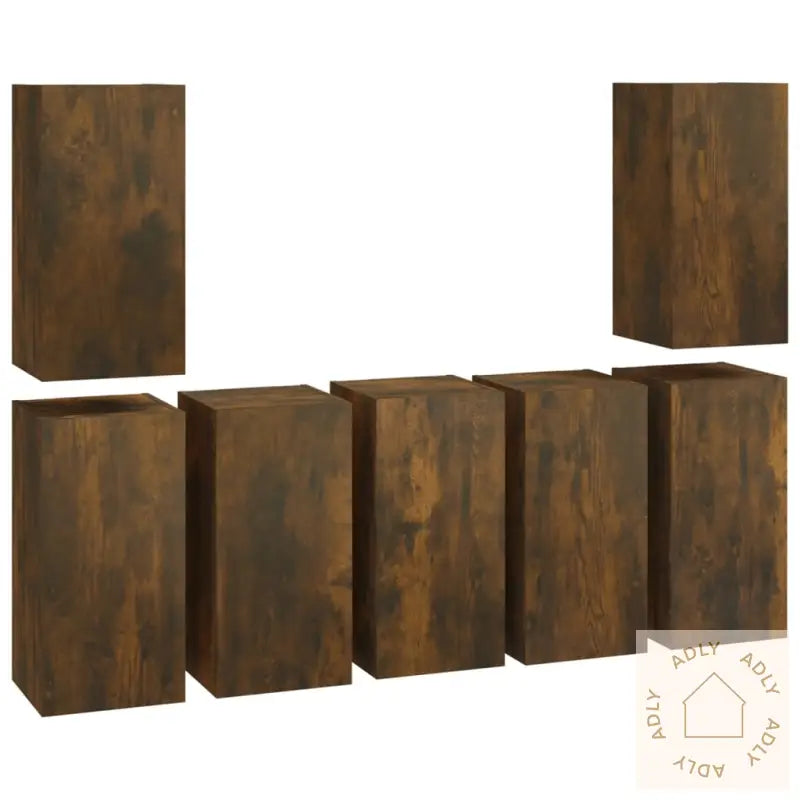 Tv-Benker 7 Stk Røkt Eik 30,5X30X60 Cm Konstruert Tre