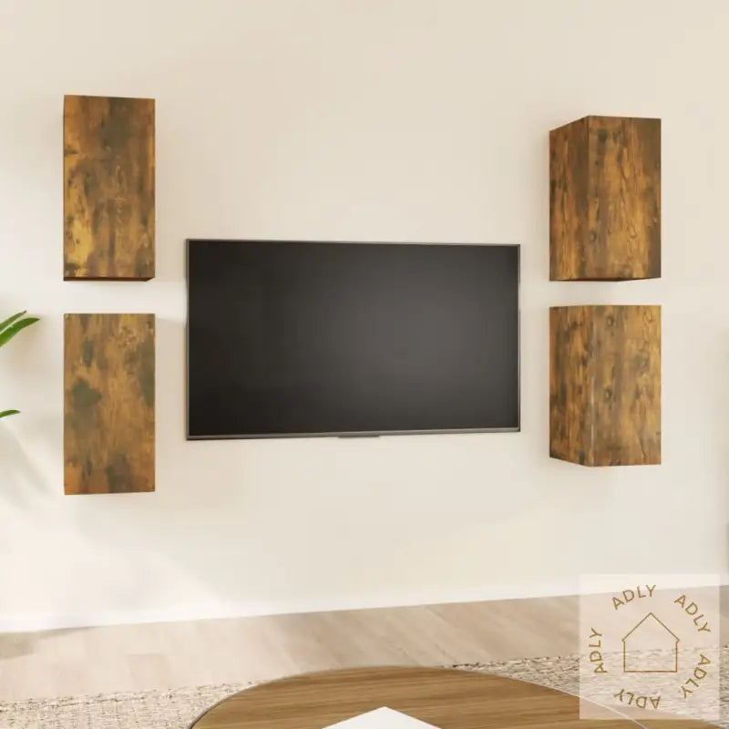 Tv-Benker 4 Stk Røkt Eik 30,5X30X60 Cm Konstruert Tre