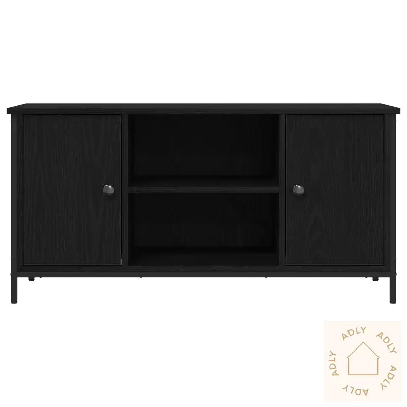 Tv-Benk Svart Eik 100X40X50 Cm Konstruert Tre Og Stål