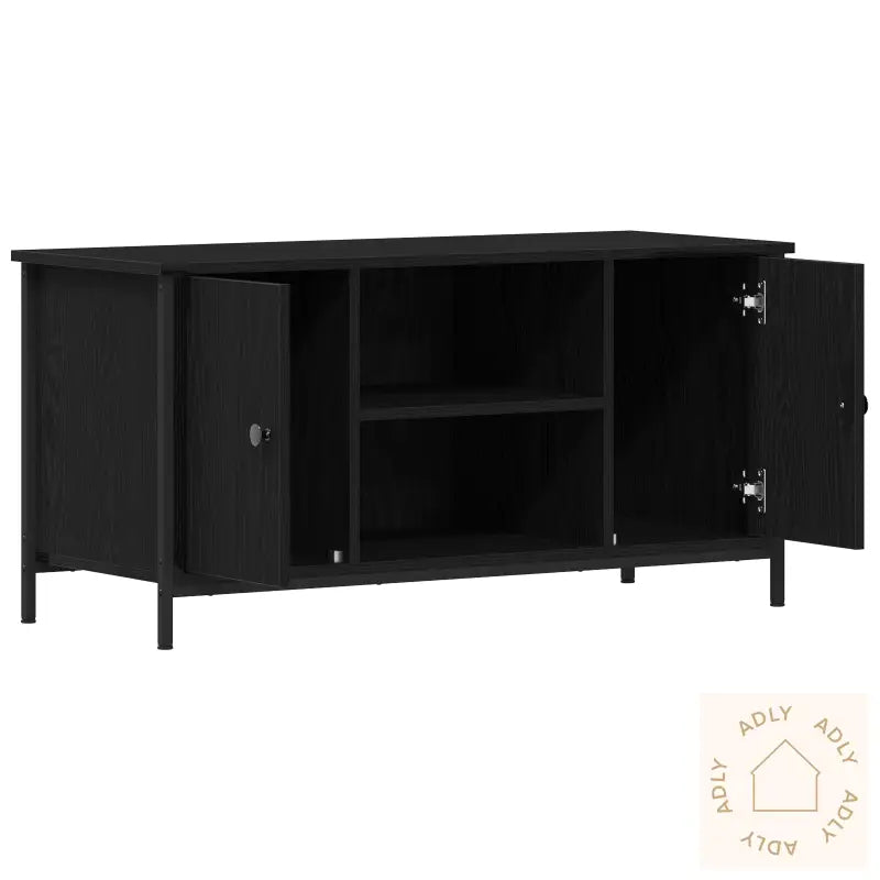 Tv-Benk Svart Eik 100X40X50 Cm Konstruert Tre Og Stål