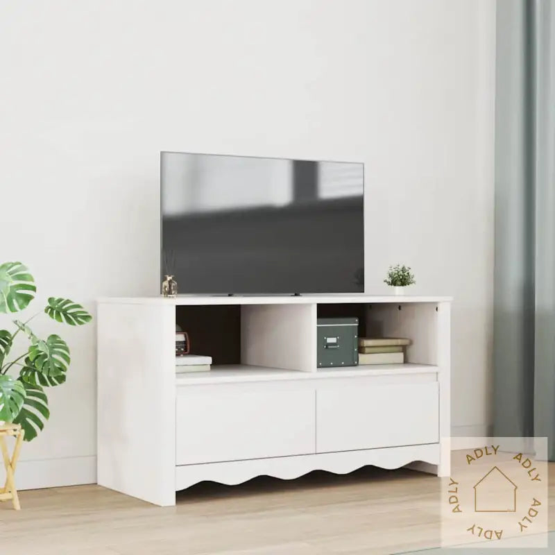 Tv-Stativ &quot;Drammen&quot; Hvit 99X43X55 Cm Solid Tre Furu