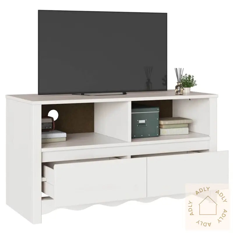 Tv-Stativ &quot;Drammen&quot; Hvit 99X43X55 Cm Solid Tre Furu