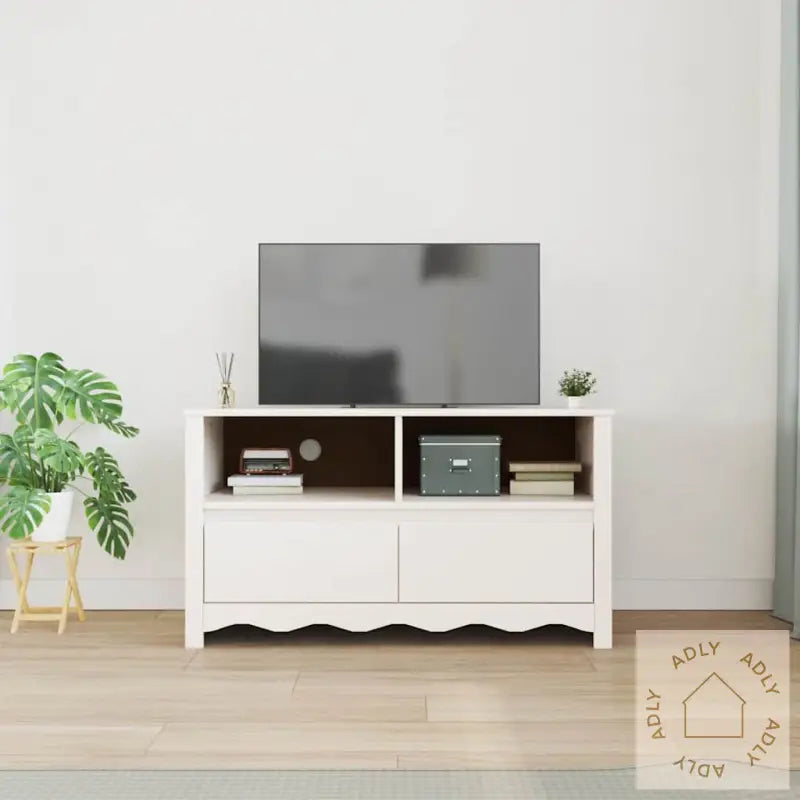 Tv-Stativ &quot;Drammen&quot; Hvit 99X43X55 Cm Solid Tre Furu