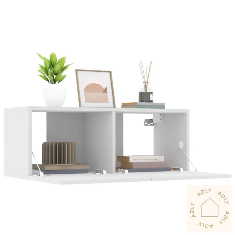 Tv-Benker 2 Stk Hvit 80X30X30 Cm Konstruert Tre