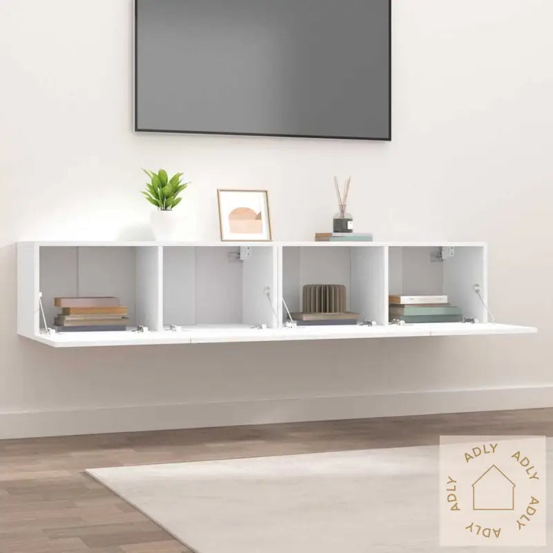 Tv-Benker 2 Stk Hvit 80X30X30 Cm Konstruert Tre