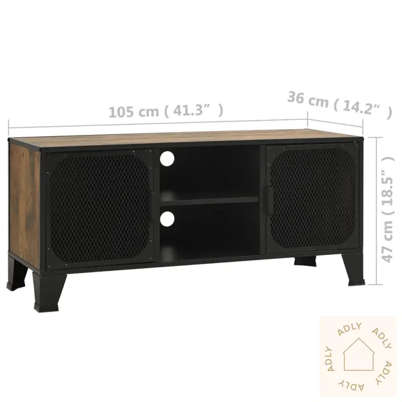 Tv-Benk Rustikk Brun 105X36X47Cm Metall Og Mdf