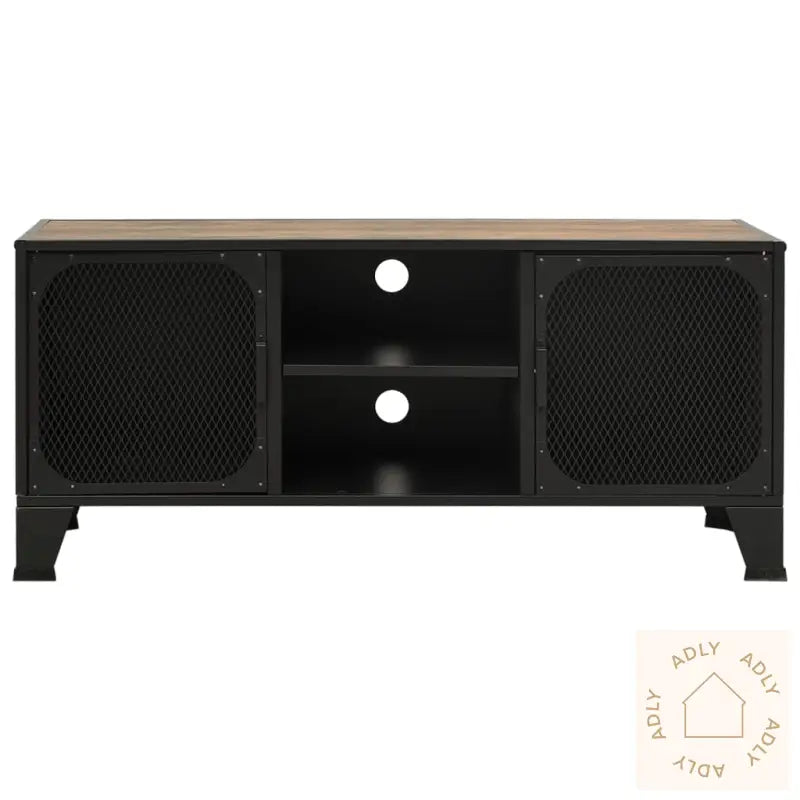 Tv-Benk Rustikk Brun 105X36X47Cm Metall Og Mdf