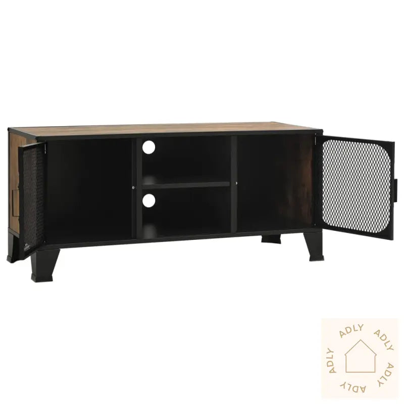 Tv-Benk Rustikk Brun 105X36X47Cm Metall Og Mdf