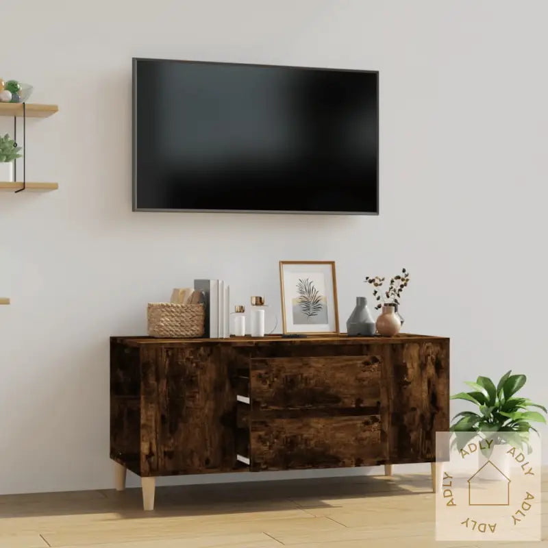 Tv-Benk Røkt Eik 102X44,5X50 Cm Konstruert Tre
