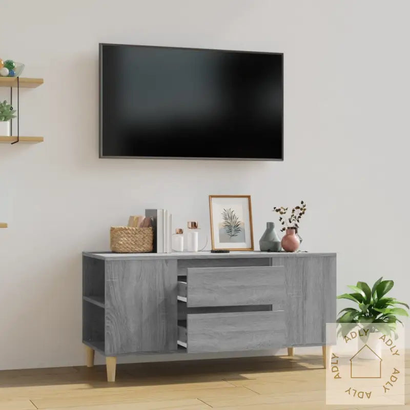 Tv-Benk Grå Sonoma 102X44,5X50 Cm Konstruert Tre