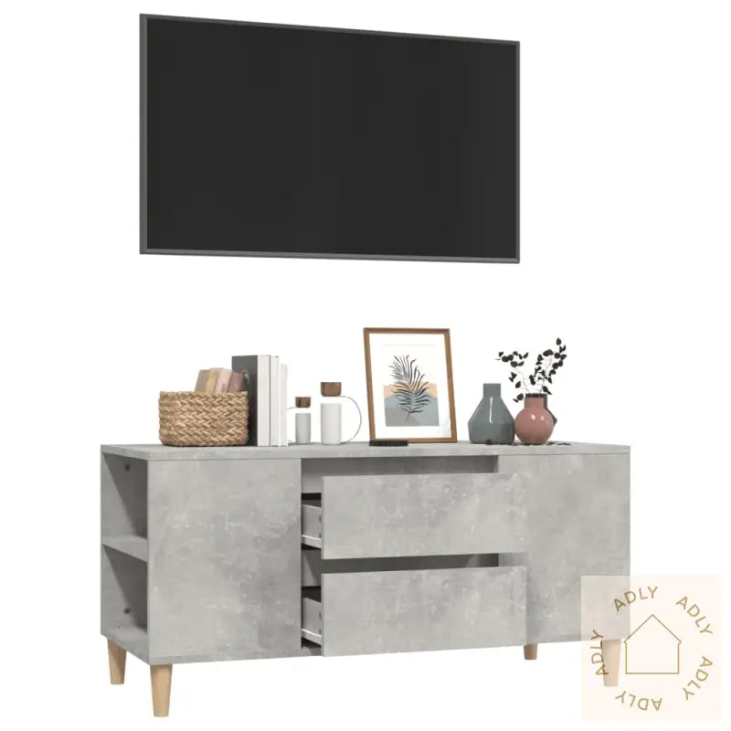 Tv-Benk Betonggrå 102X44,5X50 Cm Konstruert Tre