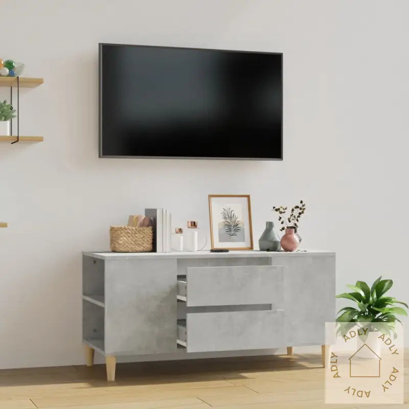 Tv-Benk Betonggrå 102X44,5X50 Cm Konstruert Tre
