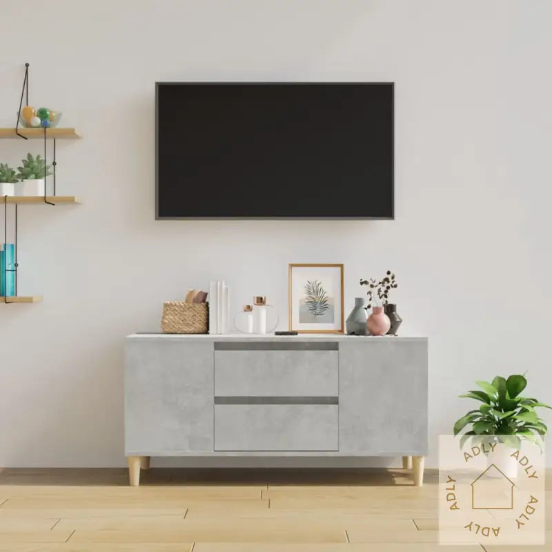 Tv-Benk Betonggrå 102X44,5X50 Cm Konstruert Tre
