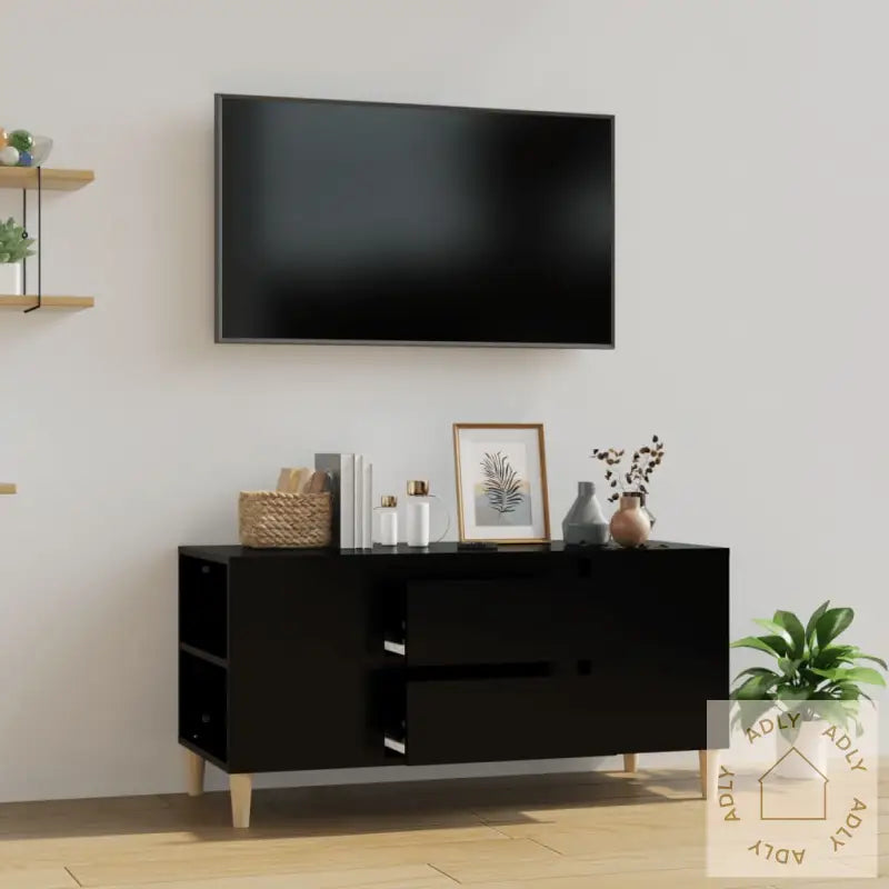 Tv-Benk Svart 102X44,5X50 Cm Konstruert Tre