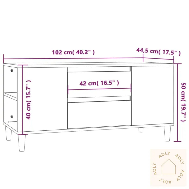 Tv-Benk Betonggrå 102X44,5X50 Cm Konstruert Tre