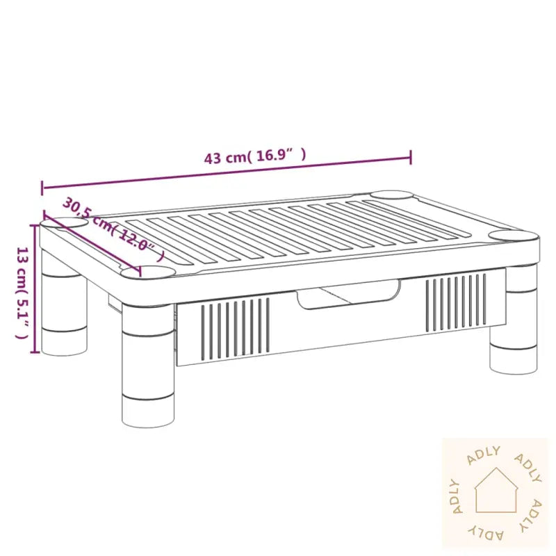Monitorstativ Svart 43X30,5X13 Cm