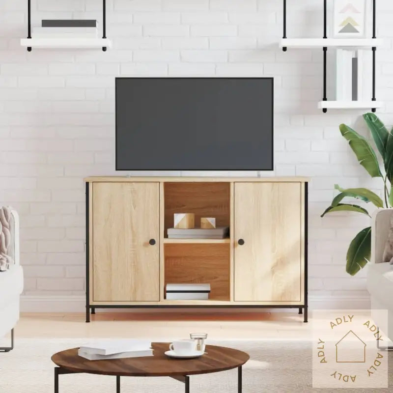 Tv-Benk Sonoma Eik 100X35X65 Cm Konstruert Tre