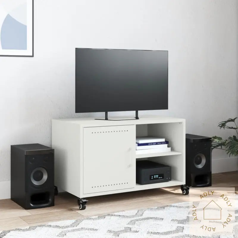Tv-Benk Hvit 68X39X43,5 Cm Stål
