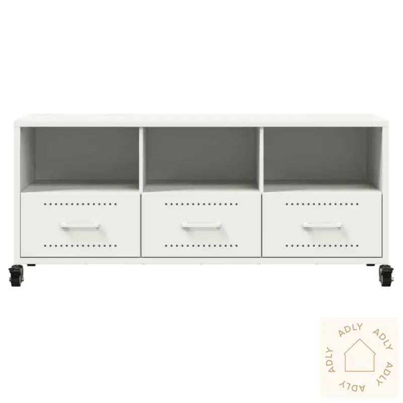 Tv-Benk Hvit 100,5X39X43,5 Cm Stål