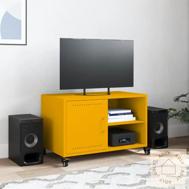 Tv-Benk Sennepsgul 68X39X43,5 Cm Stål