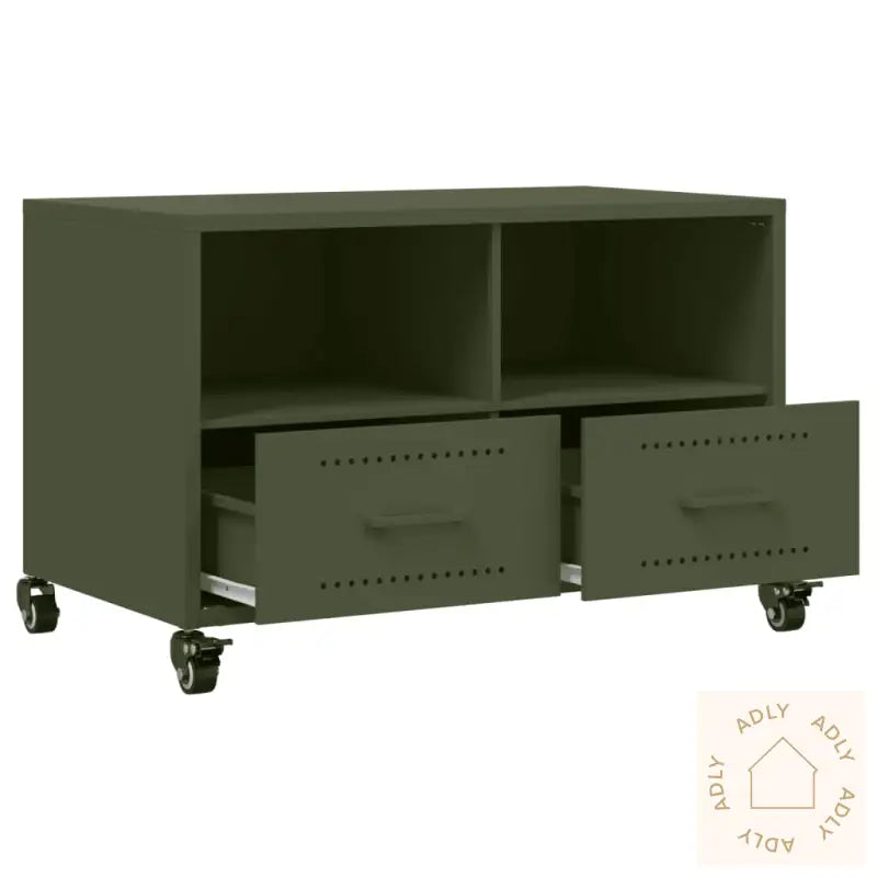 Tv-Benk Olivengrønn 68X39X43,5 Cm Stål