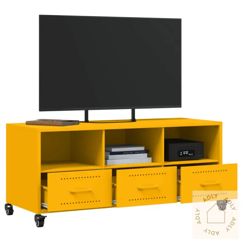 Tv-Benk Sennepsgul 100,5X39X43,5 Cm Stål