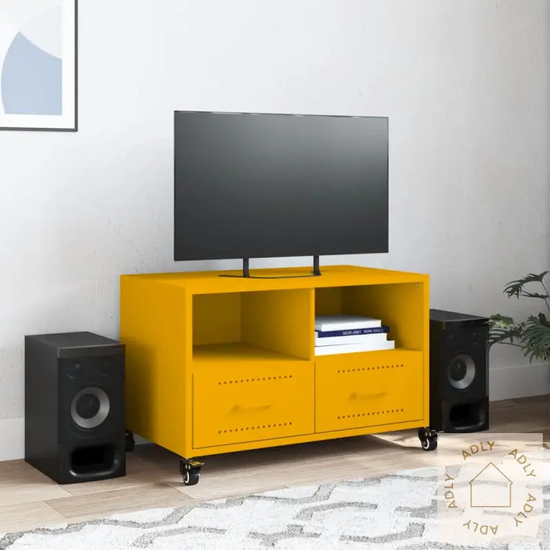 Tv-Benk Sennepsgul 68X39X43,5 Cm Kaldvalset Stål