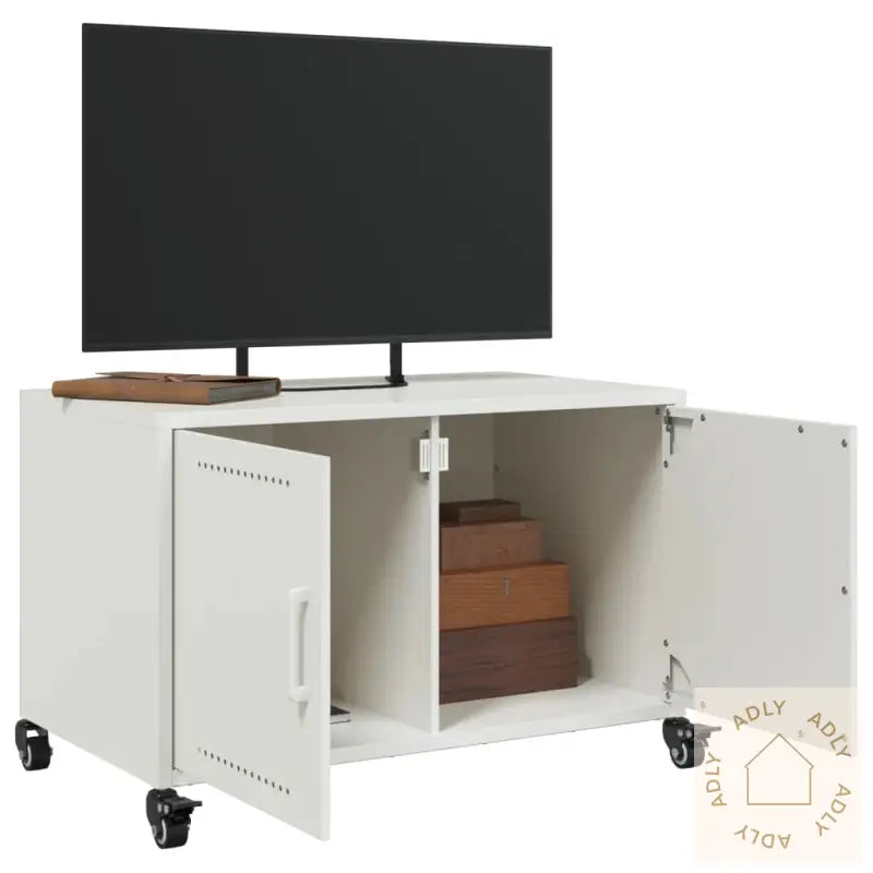 Tv-Benk Hvit 68X39X43,5 Cm Kaldvalset Stål