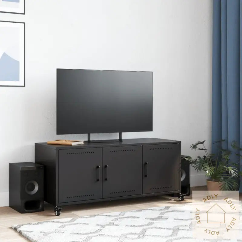 Tv-Benk Svart 100,5X39X43,5 Cm Stål